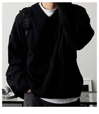 New American Retro Men Jacquarded Sweater Casual V Neck Solid Color Long Sleeve Knitwear Premium Quality Knitted Pullovers M-2XL