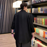 Summer Men's Short Sleeve Casual Blazer Jacket Black White Thin Oversize Suit Coat Male Solid One Button Loose Outerwear Clothes