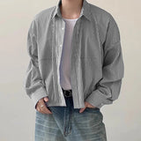 Men Striped Shirt Lapel Long Sleeve Loose Korean Style Men Clothing Streetwear 2024 Fashion Casual Male Shirts S-5XL