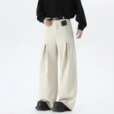 Beige Suit Pants Men Oversized Fashion Society Mens Black Dress Pants Korean Loose Wide Leg Pants Mens Office Formal Trousers