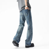 Summer High Street Men's Wear Denim Pants Wavy Trouser Cuffs Design Bootcut Jeans Male Clothing New Stylish 2025