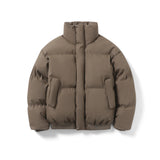 Winter Thick Warm Cotton Padde Jacket Men Stand Collar Daily Casual All-match Parka Outwear Coats Men's Clothing Black/Camel