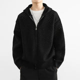 Autumn Men's Casual Cardigan Zipper Simple Knitwear Loose Solid Knit Outerwear Hooded Knitted Coat Male
