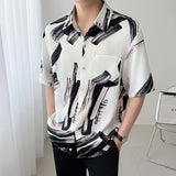 Slim Fit Printed Shirt Men Comfortable Trendy Fashion Youth Casual Stylish Top 2025 New Hot Sale Modern Print Shirt short sleeve