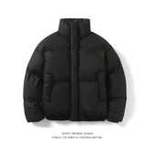 Winter Thick Warm Cotton Padde Jacket Men Stand Collar Daily Casual All-match Parka Outwear Coats Men's Clothing Black/Camel