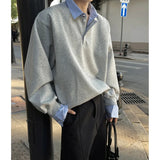 Spring Lapel Hoodie Men Fashion Casual Sweatshirt Men Streetwear Korean Loose Pullover Hoodie Mens Fake Two Pieces Hoody