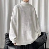 2025 New Autumn Men Turtle Neck Sweater Unisex Casual Loose Fit Trendy Knitted Top Pullovers Outwear Clothing Oversized M-3XL