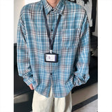 Autumn Long Sleeved Shirt Men Fashion Retro Plaid Shirts Men Japanese Streetwear Loose Casual Shirt Men Large Size 4XL