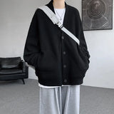 Korean Sweatshirts Men Fashion Solid Color Style Hoodies Autumn Brand Casual Loose Coat Street Thick Warm Male Cardigans