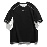 Trendy Short Sleeved T-shirt Men's Simple Summer Cotton Half Sleeved Top Japanese Patchwork Sports Casual T-shirt Fitness Design