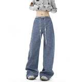 Men Checkered Casual Pants American Retro Loose Straight Pants Man Fashion Plaid Streetwear Spring New Hip Hop Trousers