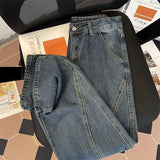 American Spring and Autumn Street Men and Women Personalized Straight leg Jeans Couple New Couple Loose Retro Casual Pants