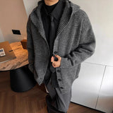 Winter Men's Hooded Cardigan Japanese Retro Loose Button-down Knitted Sweater Coats Premium Quality Long Sleeve Pocket Hoodies