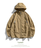 UPF50+Men's Hooded Windbreaker Sunscreen Jacket - Ultra Light Summer Zipper Pocket Elastic Cuffs  Suitable for Outdoor Hiking