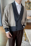 Light Mature Style Autumn Winter New Cardigan Men British Retro College Style Knitted Jacket Contrasting Suit Collar Sweater