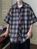New American Shirt Men's Summer Trend Brand Trendy Short Sleeve Plaid Men's Shirt Casual TOP