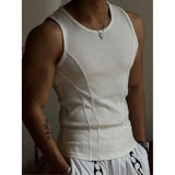 American Vertical Thread Tank Tops Muscle Men's Tight Elastic Sleeveless T-shirt Splicing Lines Thin Quick Drying Fitness Vest