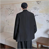 Korean Style Men's Casual Blazer Solid Two Buttons Loose Suit Jacket Coat Black Gray Handsome Students Male Clothes