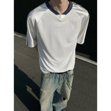 Summer Short Sleeved T-shirt Men Oversized Fashion V-neck T Shirt Men Streetwear Korean Loose Pullover T Shirt Mens Top M-3XL