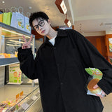 2025 Autumn Winter New Mens Long Sleeve Casual Corduroy Shirt Square Collar Loose Fit Classic Fashion Trendy Outdoor Comfort