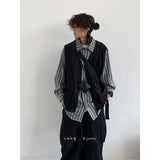 Cityboy Japanese Retro Splicing Fake Two-piece Fashion Work Shirts Men Women Casual Loose Long-sleeved Shirt Jacket Aesthetic
