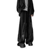 Patchwork Wide Leg Pants Men Zipper fashion HipHop Trendy youth full trousers Harajuku High Street Loose Casual Pant Ropa Hombre