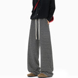 Black Casual Pants Men Fashion Retro Striped Pants Men Streetwear Hip-hop Loose Wide Leg Pants Mens Trousers Large Size 4XL