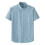 Brand Summer Plaid Short Sleeves Checked Shirts for Man 100% Cotton Business Office Oxford Shirts Men Big Size