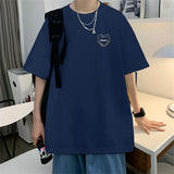 Men's T-shirts Cotton Big Size Mens Summer Wear Black Oversized T Shirt Heart Print Casual 4XL Tee Shirts Male Clothes