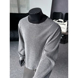 Autumn Knitted T-shirt Men Fashion Casual Long Sleeve T-shirt Men Streetwear Korean Loose Round Neck T Shirt Mens Top M-3XL