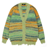 Winter Irregular Knitted Sweaters Man Loose Stripe Cardigan Color Block  Oversized Sweater Woman Y2K Harajuku Knit Coats Tops