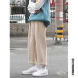 Winter Thick Woolen Pants Men Warm Fashion Casual Straight Pants Men Korean Loose Wide Leg Pants Mens Thicken Suit Trousers