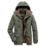 Military Cargo Jackets Mens Parka Men Fleece Hooded Coat Thick Warm Trench Winter Male Jacket Coat Plus Size Velvet Warm Coat