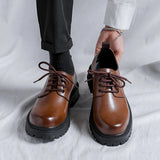 Fashion brand men's genuine leather British style thick soled work shoes for men's comfortable large toe leather shoes