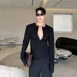 New Men's Casual Blouse Long sleeve t Shirt Tops trend slim fit Tee Shirt button-down Spring Autumn Yoga Shirts