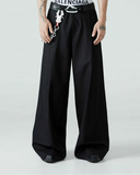 Spring Autumn Long Loose Casual Baggy Flowy Soft Black Pleated Wide Leg Pants Men Luxury Designer Emo Clothing