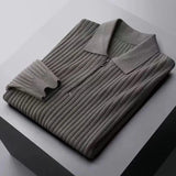 Men's Autumn Winter Fashion Casual Solid Color Pullover POLO Neck Half Zip Versatile Long Sleeve Slim Fit Sweater Knitted Tops