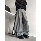 Grey Black Suit Pants Men Fashion Society Mens Dress Pants Korean Loose Casual Wide Leg Pants Mens Office Formal Trousers