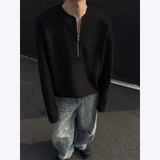 New Men Slim Fit Half Zip Solid Color Round Neck Long Sleeve Tshirt Spring Base shirt Casual Streetwear Hot Sale Trend T shirt