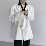Korean Style Men's Suit Metal Button Decoration Business Casual Shoulder Pads Solid Color Loose Male Blazer New Tide 9C6665