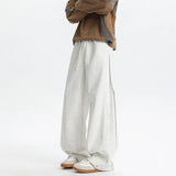 Men Casual Pants Spring Summer Straight Wide Leg Elastic Waist Patchwork Solid Color Plus Size Relaxed Fit Comfort Stretch Breat