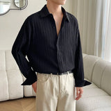Autumn Long Sleeve Shirts Men Slim Fashion Social Mens Dress Shirts Korean Loose Casual Pleated Shirts Mens Formal Shirts M-2XL