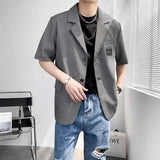 Summer Short Sleeved Blazer Men Fashion Society Mens Black Dress Jacket Korean Casual Suit Jacket Mens Office Formal Jackets