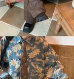 Hong Kong Style Retro Maple Leaf Long-sleeved Shirt Women in Autumn Trendy Niche Design Sense Loose Couple Top Shirt Aesthetic