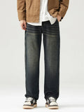 Autumn New Men's Solid Color Vintage Jeans Baggy Straight Comfortable Soft Denim Pants Fashion Korean High Street Y2K Trousers