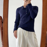 Mens T-Shirt Basic Lightweight Home Comfortable Knitted T-Shirt Simple Soft Elastic Casual Long Sleeve Top Men'S Clothing