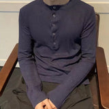 Sweater Mens Striped Texture Henry Collar Knitted Pullover Autumn Casual Versatile Unisex Daily Undershirt Men's Clothing