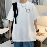 Men's T-shirts Cotton Big Size Mens Summer Wear Black Oversized T Shirt Heart Print Casual 4XL Tee Shirts Male Clothes