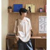 Street Punk Shirt Off-shoulder Hollow T-shirt American 2025 New High-end Style Fashionable Casual Loose Short Sleeves