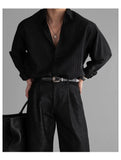 New Korean Fashion Men Shirts Light Luxury Textured Business Striped Long Sleeve Cardigan Tops Leisure High Quality Blouse M-2XL
